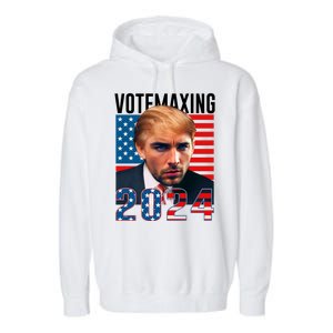 Funny Trump Male Model Vote Maxing 2024 Election Garment-Dyed Fleece Hoodie