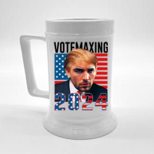 Funny Trump Male Model Vote Maxing 2024 Election Beer Stein