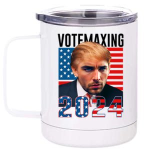 Funny Trump Male Model Vote Maxing 2024 Election 12 oz Stainless Steel Tumbler Cup