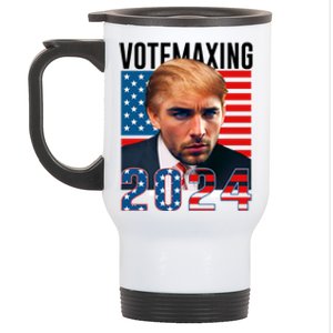 Funny Trump Male Model Vote Maxing 2024 Election Stainless Steel Travel Mug