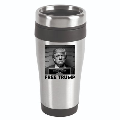 Free Trump Mug Shot Trump Not Guilty MugShot 16oz Travel Tumbler