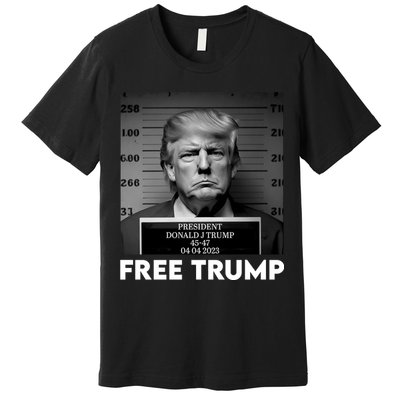 Free Trump Mug Shot Trump Not Guilty MugShot Premium T-Shirt