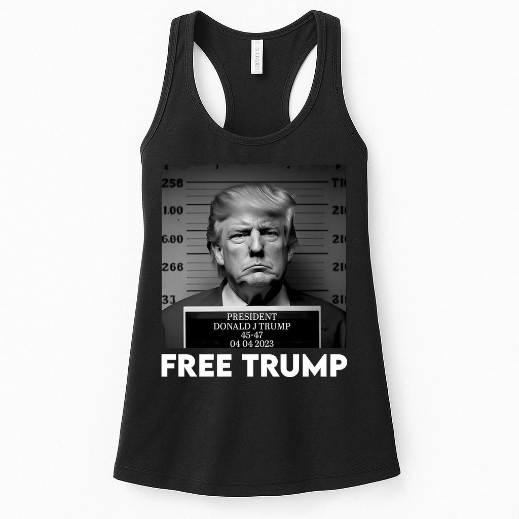 Free Trump Mug Shot Trump Not Guilty MugShot Womens Tank Top