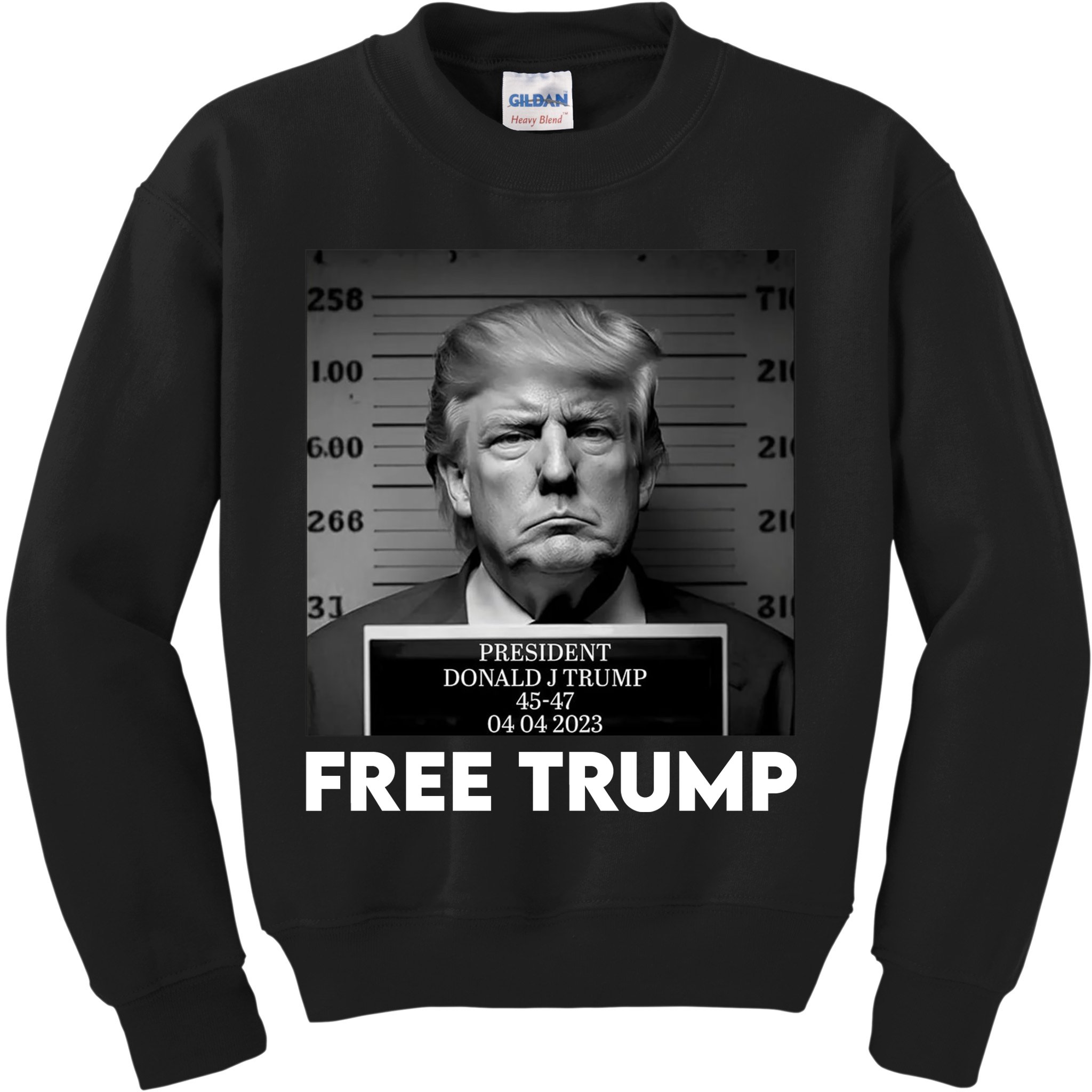 Free Trump Mug Shot Trump Not Guilty MugShot Kids Sweatshirt