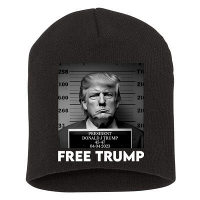 Free Trump Mug Shot Trump Not Guilty MugShot Short Acrylic Beanie