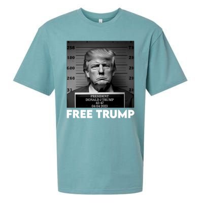 Free Trump Mug Shot Trump Not Guilty MugShot Sueded Cloud Jersey T-Shirt