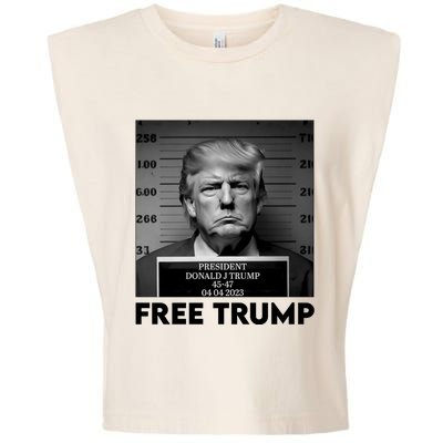 Free Trump Mug Shot Trump Not Guilty MugShot Garment-Dyed Women's Muscle Tee