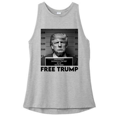 Free Trump Mug Shot Trump Not Guilty MugShot Ladies PosiCharge Tri-Blend Wicking Tank