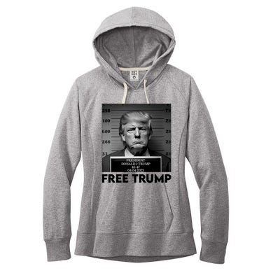 Free Trump Mug Shot Trump Not Guilty MugShot Women's Fleece Hoodie