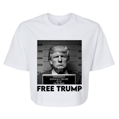 Free Trump Mug Shot Trump Not Guilty MugShot Bella+Canvas Jersey Crop Tee