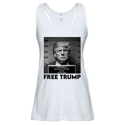 Free Trump Mug Shot Trump Not Guilty MugShot Ladies Essential Flowy Tank