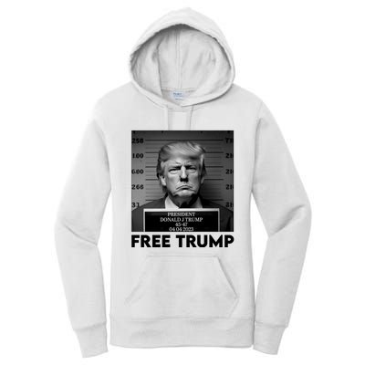 Free Trump Mug Shot Trump Not Guilty MugShot Women's Pullover Hoodie