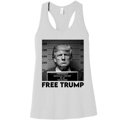 Free Trump Mug Shot Trump Not Guilty MugShot Women's Racerback Tank