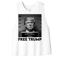 Free Trump Mug Shot Trump Not Guilty MugShot Women's Racerback Cropped Tank