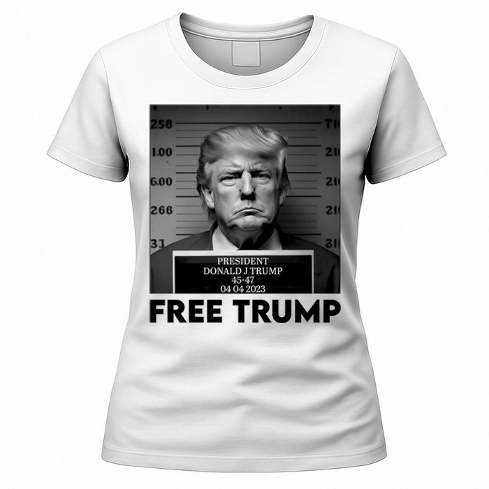 Free Trump Mug Shot Trump Not Guilty MugShot Women's T-Shirt