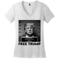 Free Trump Mug Shot Trump Not Guilty MugShot Women's V-Neck T-Shirt