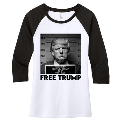 Free Trump Mug Shot Trump Not Guilty MugShot Women's Tri-Blend 3/4-Sleeve Raglan Shirt