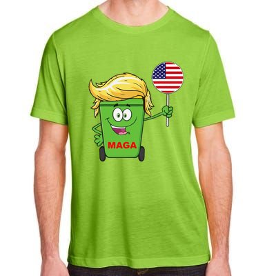 Funny Trump Maga Cartoon Garbage Can American Flag Gift Adult ChromaSoft Performance T-Shirt