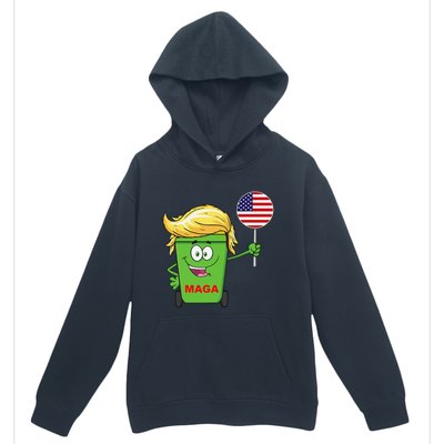 Funny Trump Maga Cartoon Garbage Can American Flag Gift Urban Pullover Hoodie