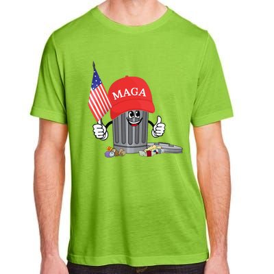 Funny Trump Maga Garbage Can Cartoon Character American Flag Gift Adult ChromaSoft Performance T-Shirt