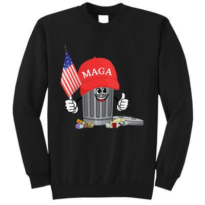 Funny Trump Maga Garbage Can Cartoon Character American Flag Gift Sweatshirt