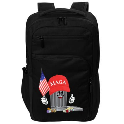 Funny Trump Maga Garbage Can Cartoon Character American Flag Gift Impact Tech Backpack