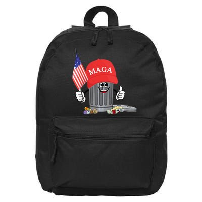 Funny Trump Maga Garbage Can Cartoon Character American Flag Gift 16 in Basic Backpack