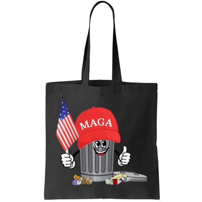 Funny Trump Maga Garbage Can Cartoon Character American Flag Gift Tote Bag