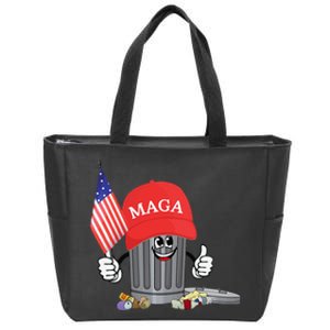 Funny Trump Maga Garbage Can Cartoon Character American Flag Gift Zip Tote Bag