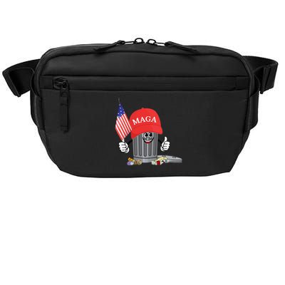 Funny Trump Maga Garbage Can Cartoon Character American Flag Gift Crossbody Pack