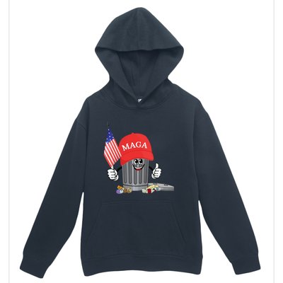 Funny Trump Maga Garbage Can Cartoon Character American Flag Gift Urban Pullover Hoodie