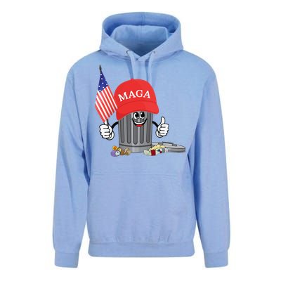 Funny Trump Maga Garbage Can Cartoon Character American Flag Gift Unisex Surf Hoodie