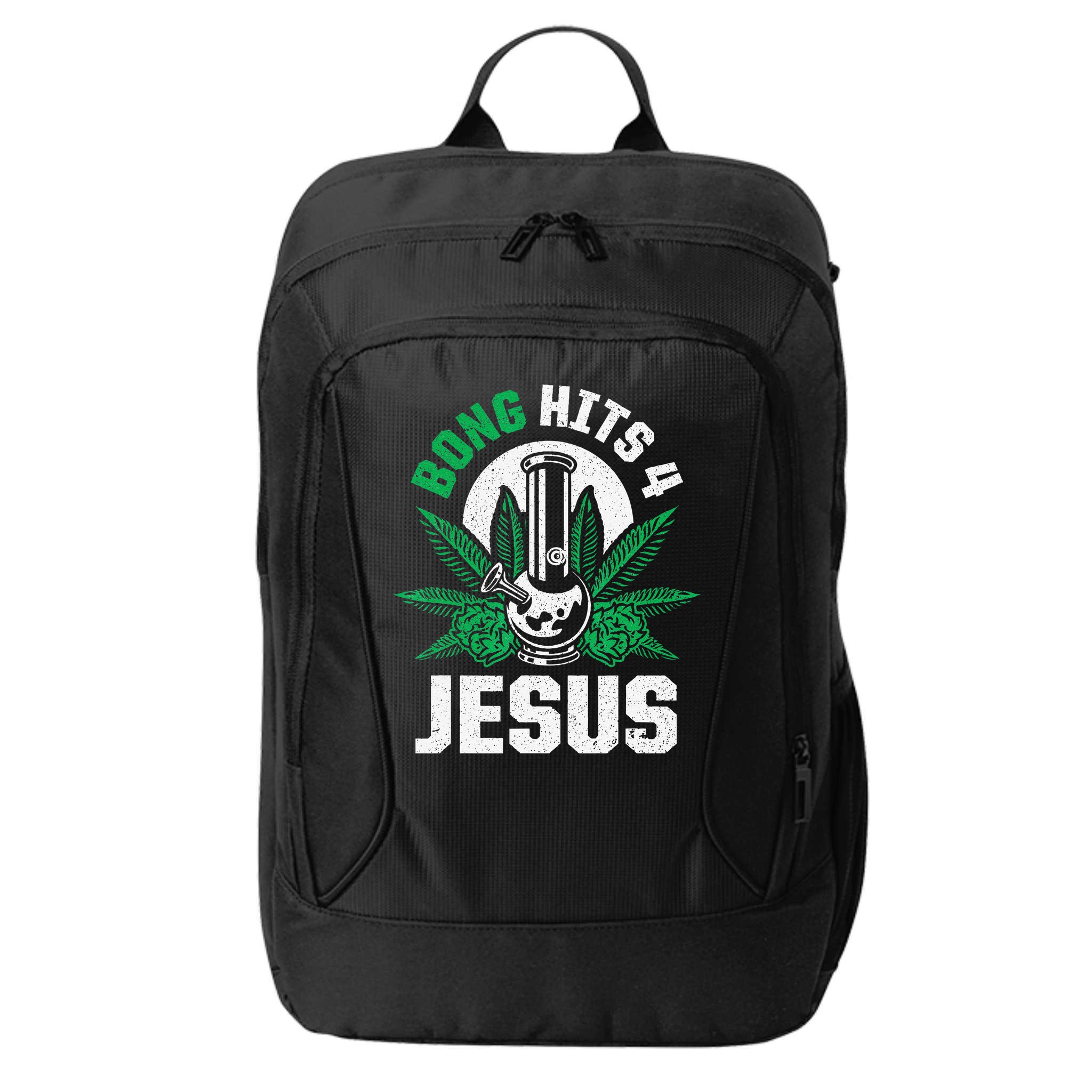 Funny THC Marijuana Stoner Cannabis Weed Bong Hits 4 Jesus City Backpack