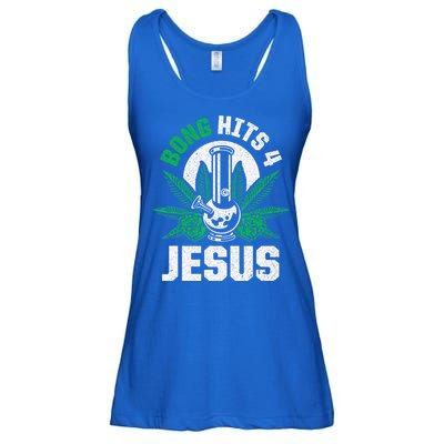Funny THC Marijuana Stoner Cannabis Weed Bong Hits 4 Jesus Ladies Essential Flowy Tank