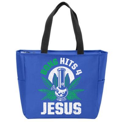 Funny THC Marijuana Stoner Cannabis Weed Bong Hits 4 Jesus Zip Tote Bag