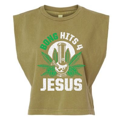 Funny THC Marijuana Stoner Cannabis Weed Bong Hits 4 Jesus Garment-Dyed Women's Muscle Tee