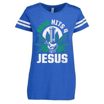 Funny THC Marijuana Stoner Cannabis Weed Bong Hits 4 Jesus Enza Ladies Jersey Football T-Shirt