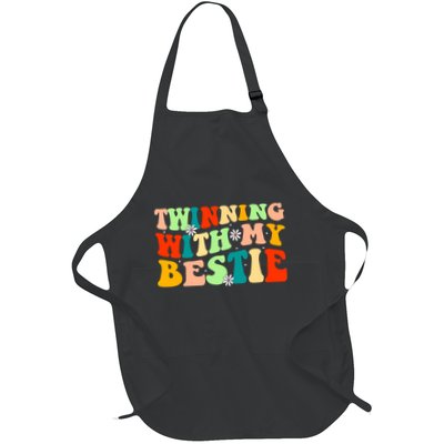 Funny Twin Matching Twins Day Friend Twinning With My Bestie Full-Length Apron With Pockets
