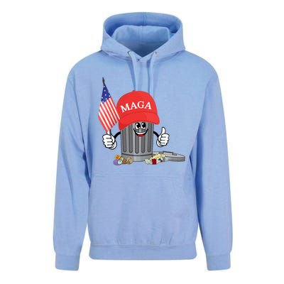 Funny Trump Maga Cartoon Garbage Can American Flag Unisex Surf Hoodie