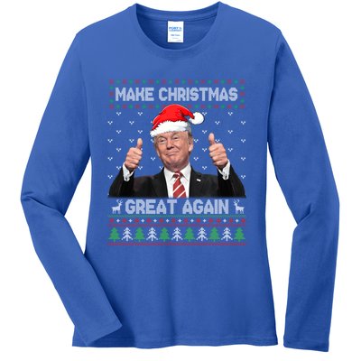 Funny Trump Make Christmas Great Again Ugly Xmas Gift Ladies Long Sleeve Shirt