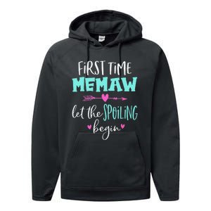 First Time Memaw Let the Spoiling Begin Cute Mother's Day Performance Fleece Hoodie