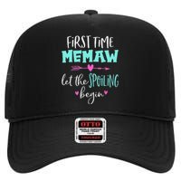 First Time Memaw Let the Spoiling Begin Cute Mother's Day High Crown Mesh Back Trucker Hat