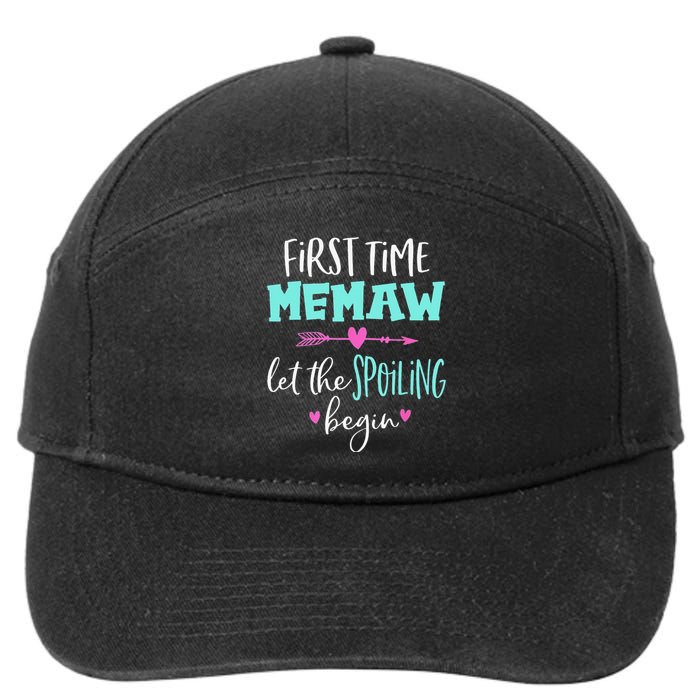 First Time Memaw Let the Spoiling Begin Cute Mother's Day 7-Panel Snapback Hat