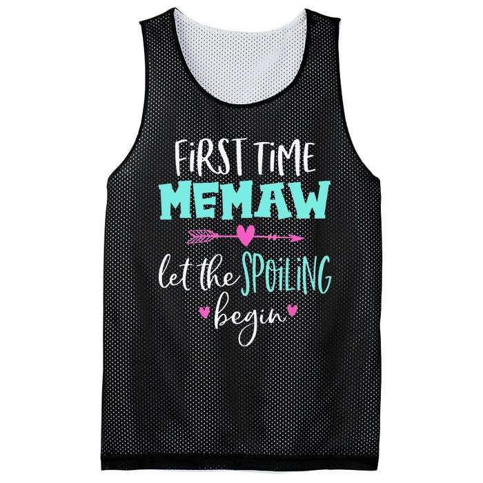 First Time Memaw Let the Spoiling Begin Cute Mother's Day Mesh Reversible Basketball Jersey Tank