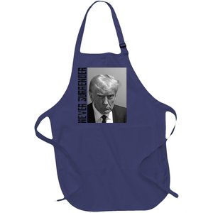 Funny Trump Mug Shot Donald Trump Mug Shot Never Surrender Funny Gift Full-Length Apron With Pockets