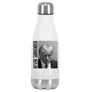 Funny Trump Mug Shot Donald Trump Mug Shot Never Surrender Funny Gift Stainless Steel Insulated Water Bottle