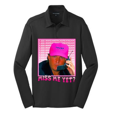 Funny Trump Miss Me Yet Trump 2024 President 2024 Silk Touch Performance Long Sleeve Polo