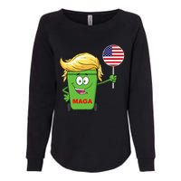 Funny Trump Maga Cartoon Garbage Can American Flag Womens California Wash Sweatshirt