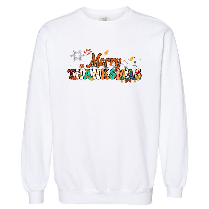 Funny Thanksmas Merry Thanksmas Thanksgiving Christmas Garment-Dyed Sweatshirt