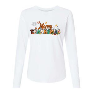 Funny Thanksmas Merry Thanksmas Thanksgiving Christmas Womens Cotton Relaxed Long Sleeve T-Shirt